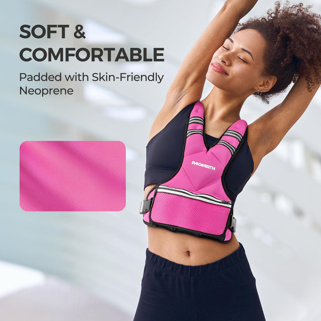 Adjustable Weighted Vest PACEARTH Ironsand Weight Vest with Six 1-Pound Adjustable Weights, 4-10 lbs Total, Big Zipper Pouch, Home Workout Weight Vest for Men and Women in Cardio and Strength Training