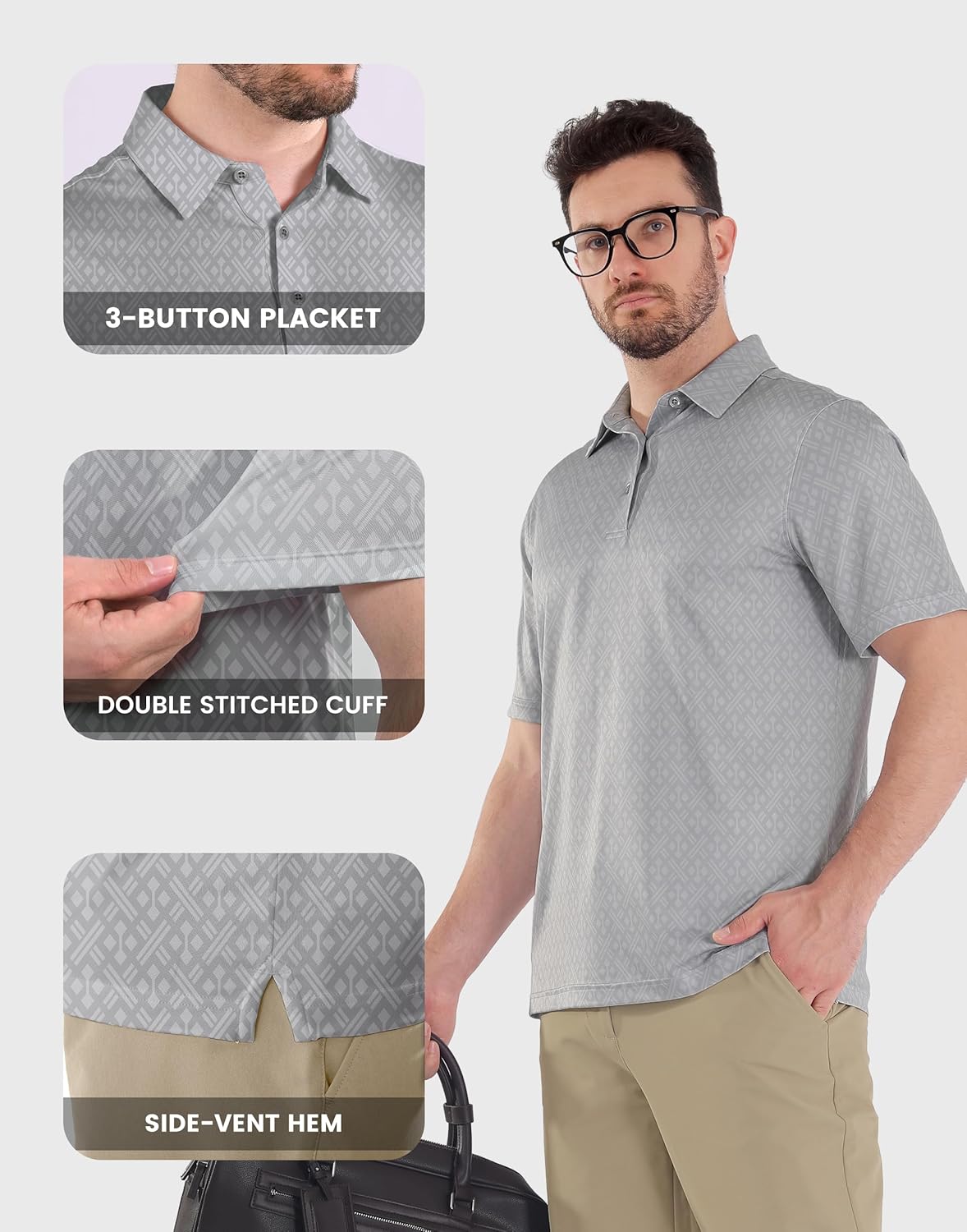 Skiennix Men's Golf Polo - Short Sleeve Dry Fit Moisture-Wicking Performance Shirt | Casual Print Design