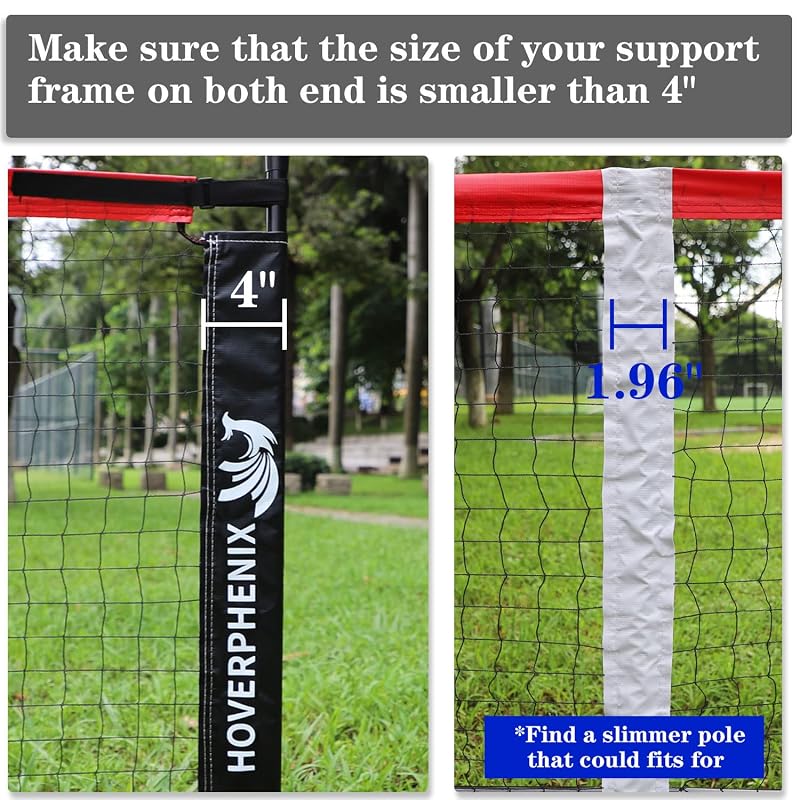 Hoverphenix 22x3ft Pickleball Net Replacement - Black & Red, Outdoor/Indoor