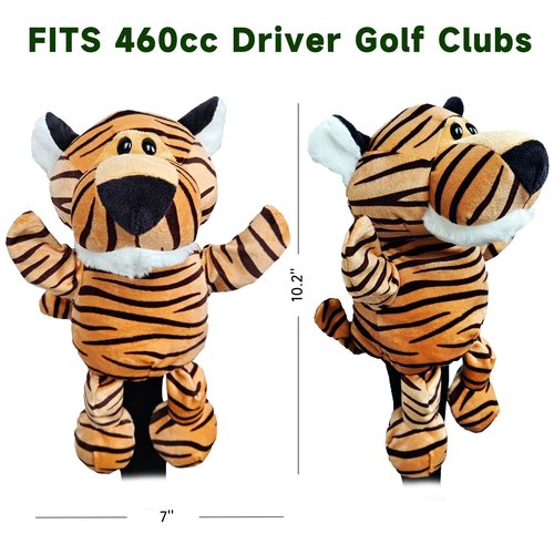 Funny Golf Driver Headcovers – Plush Animal Golf Club Covers for Woods & Drivers – Fits All Club Brands, Stylish & Protective, Perfect for Men & Women (Tiger A)