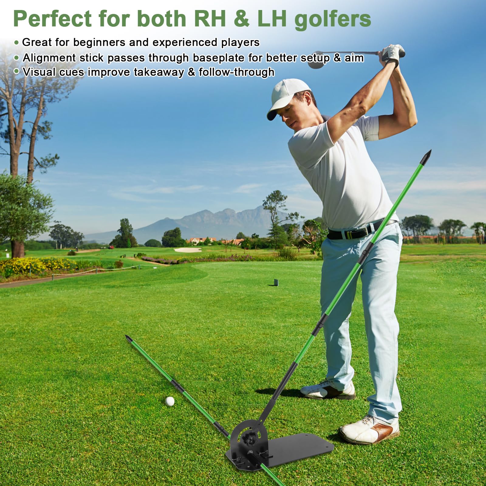 SMBDFOD Golf Alignment Stick Holder,Professional Swing Trainer,Golf Swing Plane Trainer Aid for Aiming Putting Swing,Golf Teaching, Multi-Functional for All Levels of Golfer