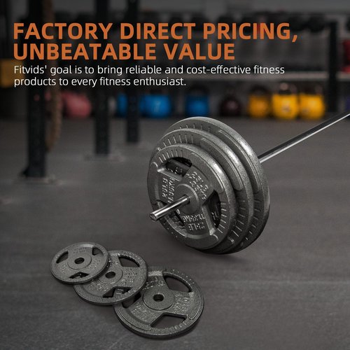 Fitvids 1 Inch Standard Barbell Weight Plates Set, 35 LB(2.5-10 LB) Barbell Weight Set for Home Gym Strength Training, Triple-handle Design