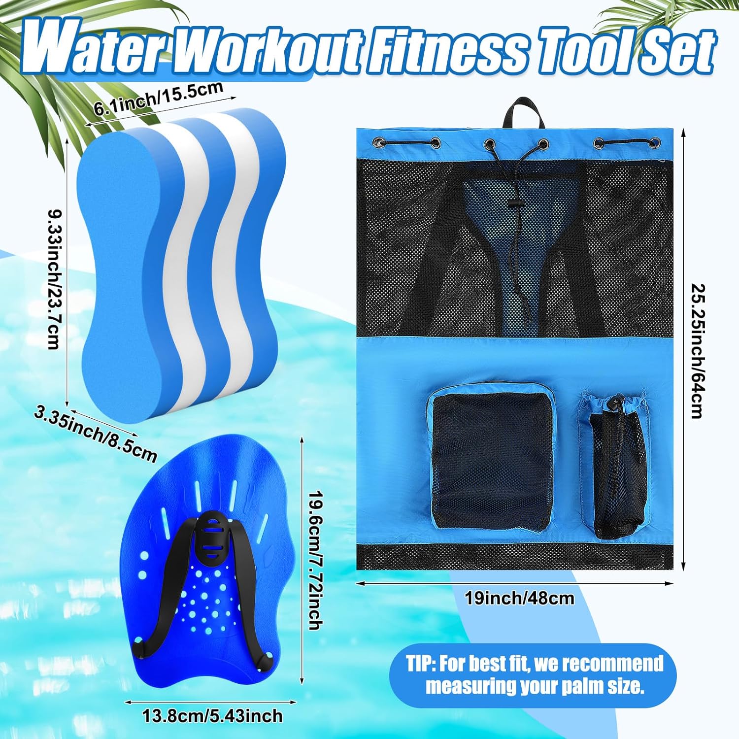 Skiennix Swim Training Equipment Kit - 4 Pcs Pull Buoy & Hand Paddles with Mesh Backpack for Adults