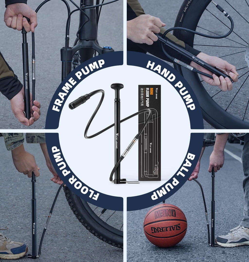 Skiennix Mini Bike Pump - Portable Aluminum Alloy 160PSI Bicycle Pump for Presta & Schrader Valves | Lightweight Design