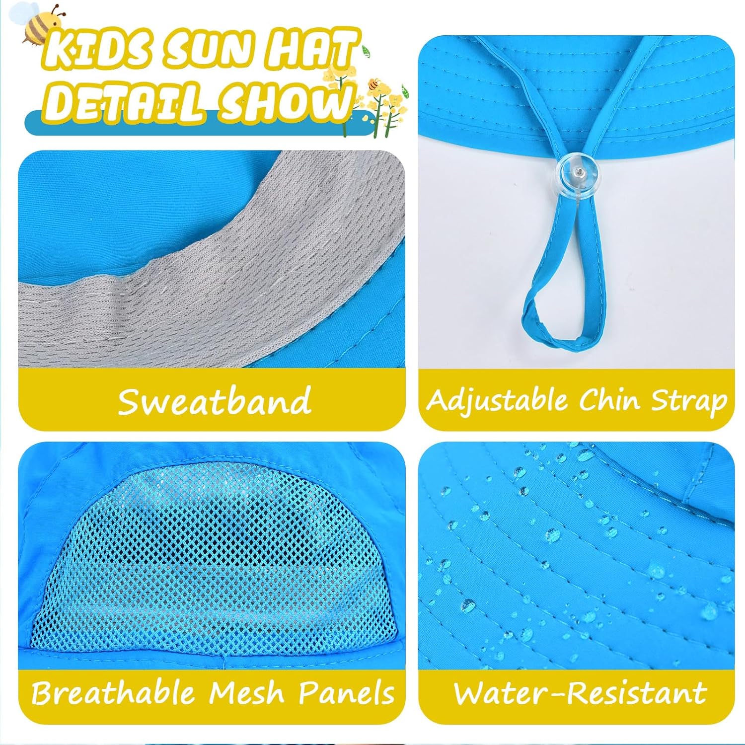 Skiennix Outdoor Kids Sun Hat - UPF 50+ UV Protection with Neck Flap | Wide Brim Bucket Hat for Boys & Girls