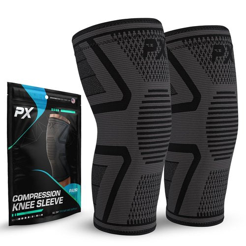 PX Compression Knee Brace for Women & Men, 2 Pack Knee Brace for Meniscus Tear, Torn ACL, Running Workout, Sports - Black Machine Washable Knee Support Sleeve for Arthritis Pain Relief – XXXL Pair