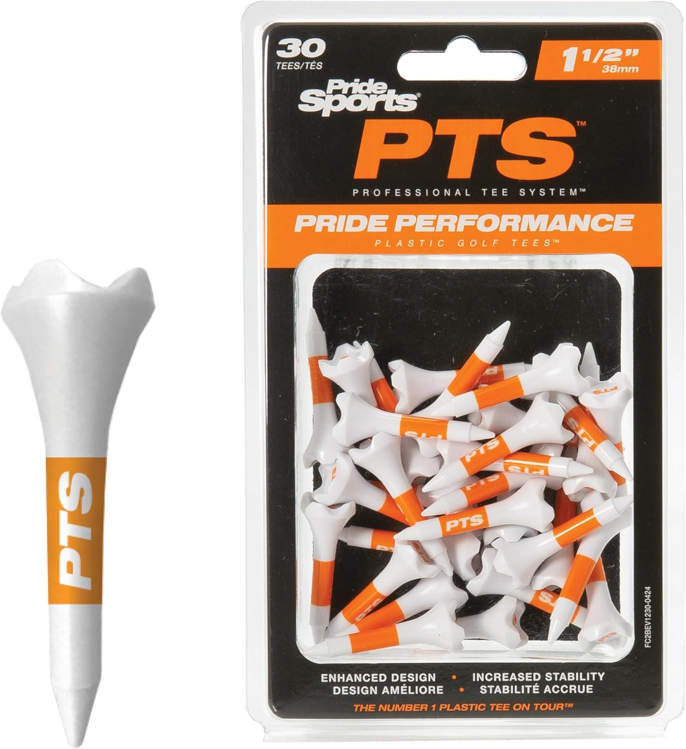 PrideSports PTS Plastic Golf Tees - 30 Count, 1.5 Inch | Top-Rated Plastic Tee for Irons & Woods