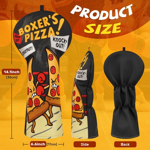 LZFAN Golf Club Head Cover Golf Head Cover Driver Headcover Fairway Wood Headcover Hybrid Club Head Cover Heavy Embroidered Pizza