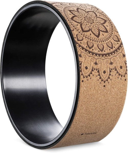 Navaris Cork Yoga Wheel - Enhance Flexibility & Back Bends - 13" (33cm) Diameter for Deepening Poses