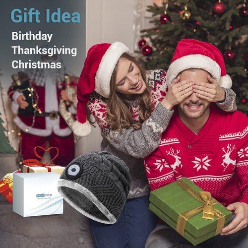 HIGHEVER LED Beanie Hat - Warm Winter Gift with Built-In Light for Men, Teens & Dads