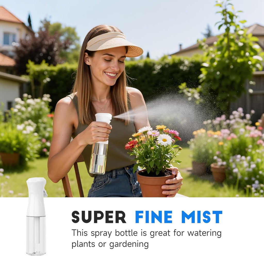 Skiennix Continuous Spray Bottles - Ultra Fine Mist Refillable Sprayer for Hair, Plants & Cleaning | 6.8 OZ/200ML, White