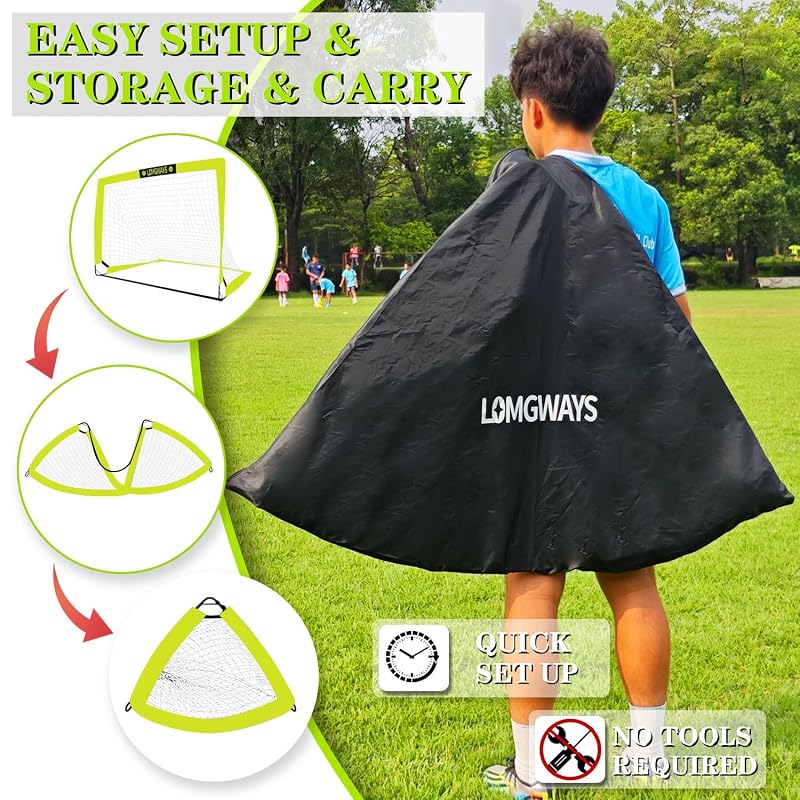 4x3ft Kids Soccer Goal with Carry Bag - 2 Pack, Portable Pop-Up Practice Net (Variation of THIS listing: 4x3FT(2 Pack))