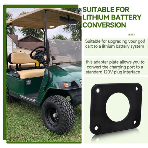 Numano Charger Port Adapter Plate 4-Hole Compatible with EZGO TXT 36V Golf Cart (2001–2015) 120V Plug Onboard Charger Conversion Plate for Lithium Battery Upgrade, Golf Cart Charging Port Cover