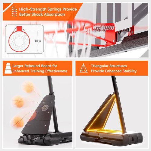 Feelwin Basketball Hoop - 10ft Height Adjustable Outdoor System with Steel Frame Backboard | Portable for Youth & Adults
