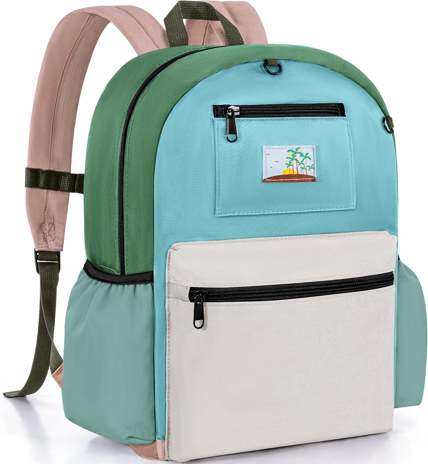 Skiennix Kids Backpack - Stylish Bookbag for Boys & Girls Ages 6-8 | Green & Grey Design