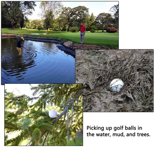 Auto-plaza 9 Feet Aluminum Alloy Golf Ball Retriever Telescopic Black for Water Golf Ball Picker Grabber Golf Accessories (1)