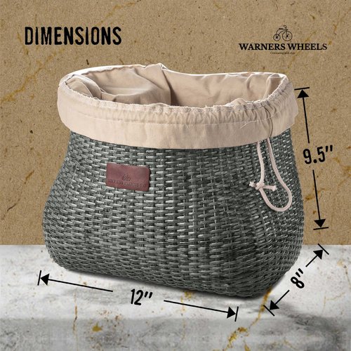 Warners Wheels Bike Basket Front for Women's and Mens Cruiser with Coffee Cup Holder, Handmade Bicycle Basket for Adult Bikes mounts to Front Handlebars of Beach Cruisers (Black)