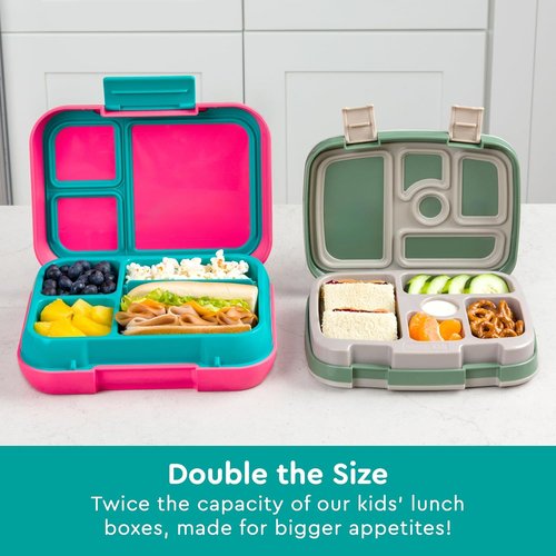 Bentgo Pop - Leak-Proof Lunch Box with Removable Divider for Ages 8+ | 5 Cups, 3-4 Compartments, Microwave & Dishwasher Safe, Bright Coral/Teal