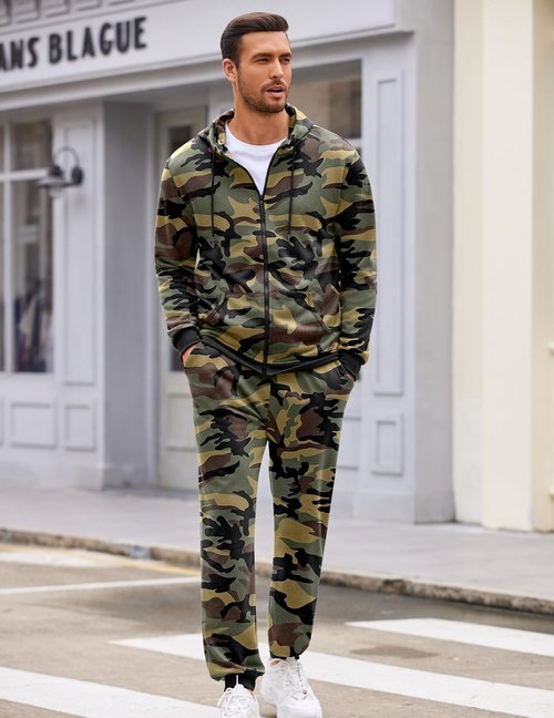 COOFANDY Mens Tracksuit Set Sports Track Suits for Men Athletic Sweatsuit Men Sports Jacket And Pants