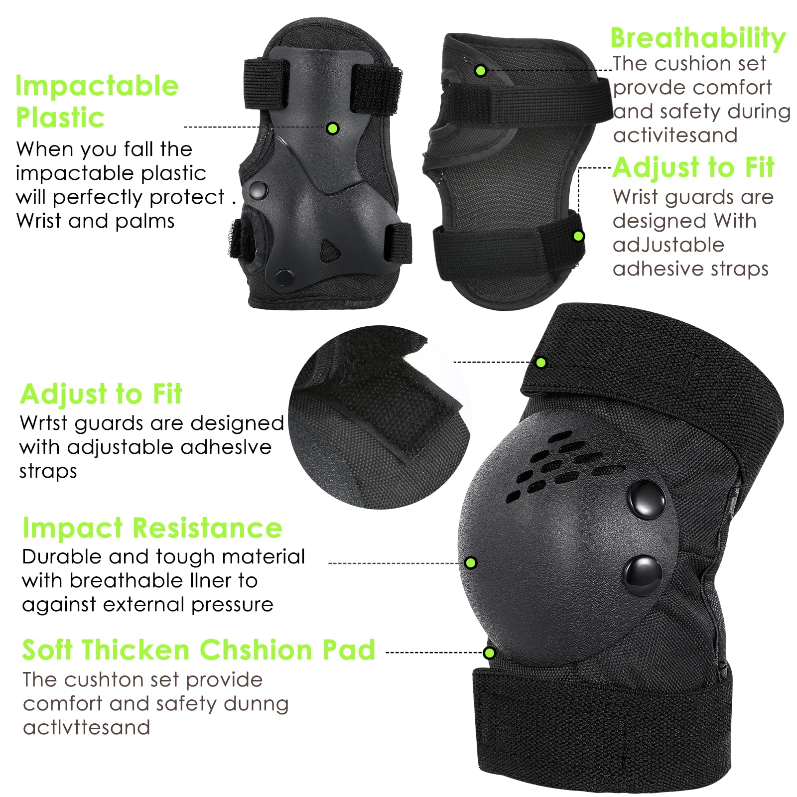 TOMSHOO Adjustable Helmet for Ages 3-15 Kids Toddler Boys Girls Youth,Protective Gear Set with Elbow Knee Wrist Pads for Skateboard, Bike, Skating, Cycling Roller Skate