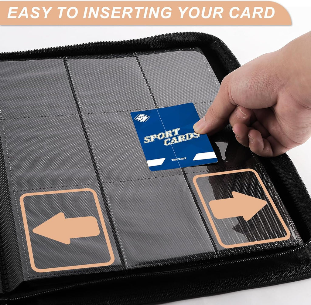 TiopLior Zip MTG Card Binder - 432 Side Loading Pockets for TCG & Sports Cards - Black