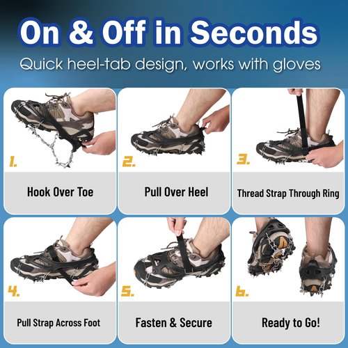TREKOLOGY Microspikes for Hiking – 19-Spike Stainless-Steel Ice Cleats & Chains for Boots, Crampons for Hiking Boots Men & Women, Durable Traction Spikes for Snow & Ice (X-Large)
