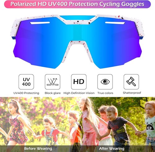 FEISEDY Kids Polarized Baseball Sunglasses - Sports Cycling Glasses for Ages 8-16 | Stylish & Durable