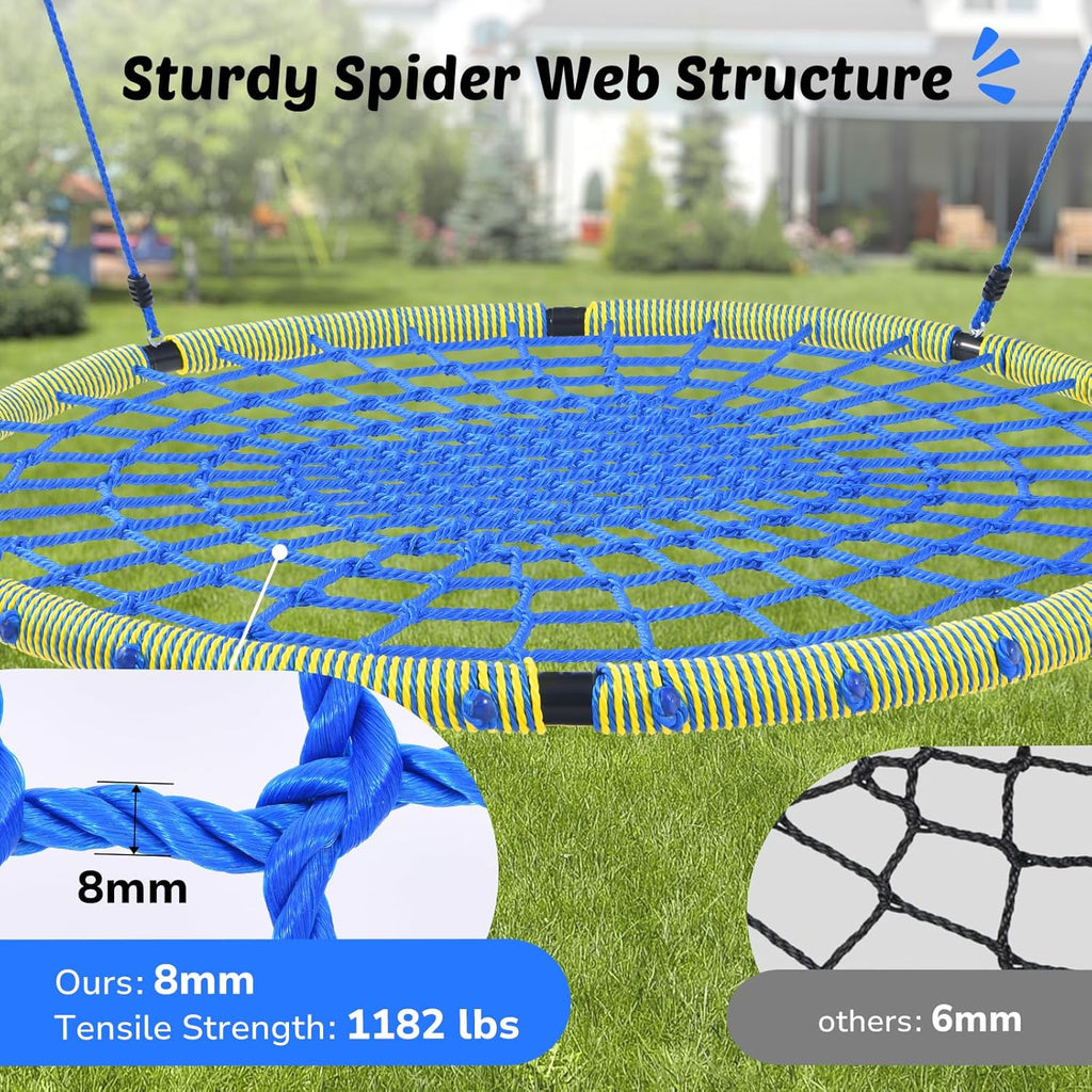 Trekassy 60" Large Spider Web Saucer Swing - Heavy Duty Outdoor Net Swing for Kids & Adults, 750lbs Capacity