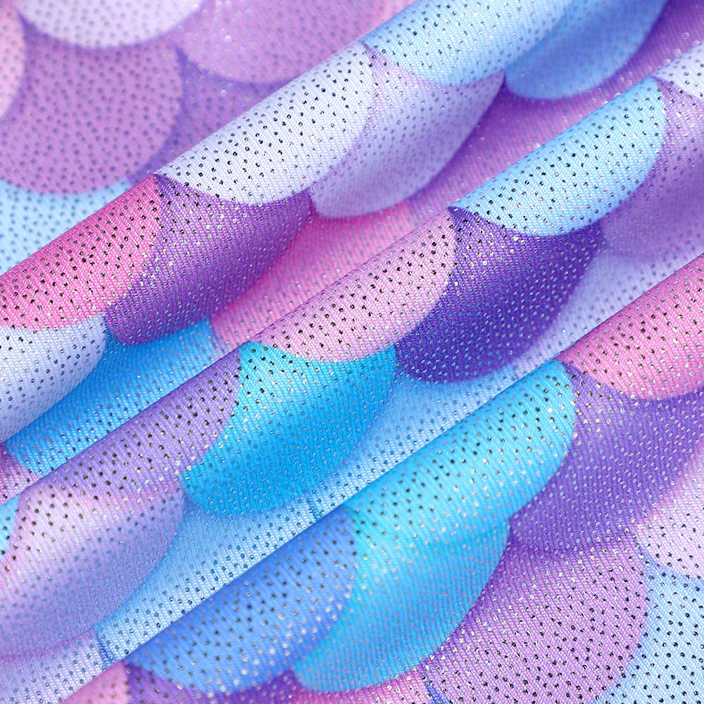 Leotards for Girls Gymnastics Unicorn Athletic Dance Wear Shiny Rainbow Blue Hotpink (Mermaid Purple, 5/6 Years)