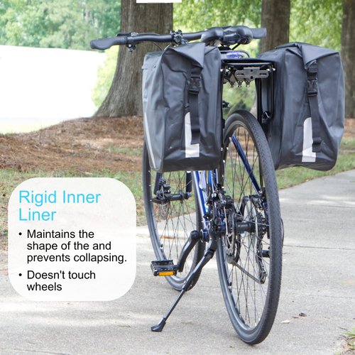 Lumintrail Waterproof Double Pannier Bike Bags 46L Bag Capacity for Rear Bicycle Rack, Carrying Handle, Safety Reflective Strips