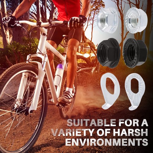 Keadic 60Pcs 3 Size Bicycle Wheel Axle Nut and Safety Washer Kit, Hub Flanged Axle Nut Hardware Parts and Wheel Retaining Hooks Repair Set for Mountain Road Folding Bike Front and Rear Wheel