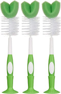 Mama Bear - Baby Bottle Brush Set with Nipple Cleaner & Suction Cup Stand | White (Pack of 3)