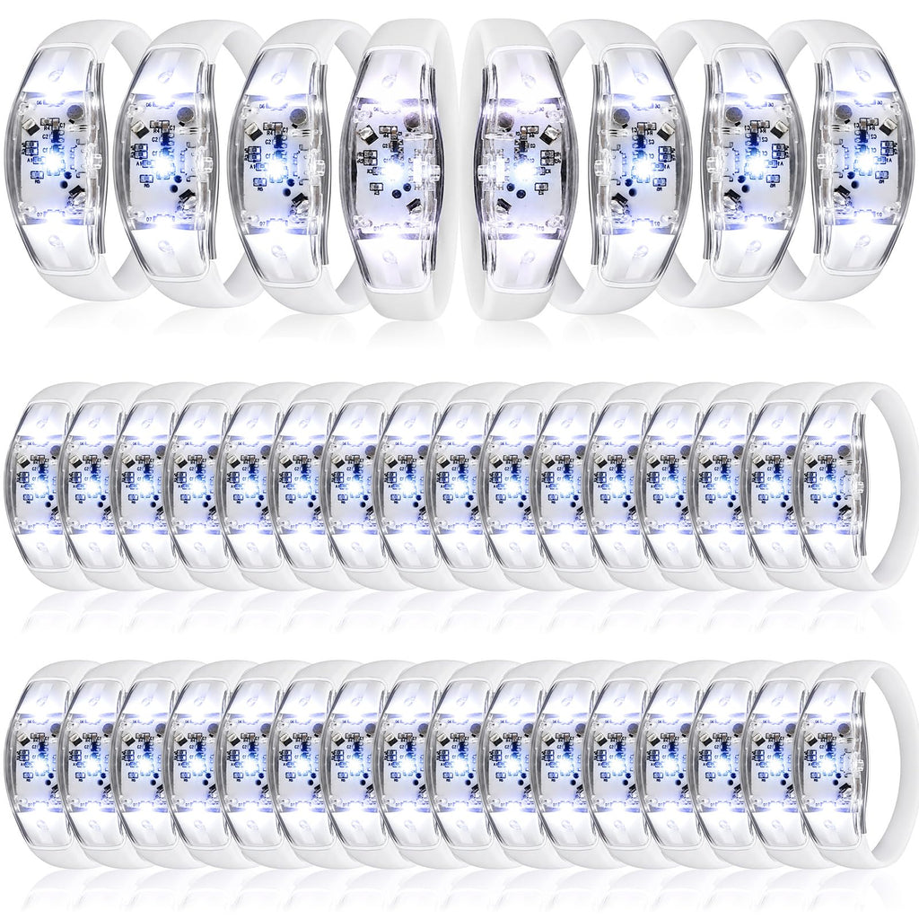 JellyArch 40 Pcs White LED Glow Bracelets, Sound Activated LED Bracelets for Wedding Reception Party Favors, Bridal Shower, Bachelorette Party, Rave, Concert, Birthday and Night Events