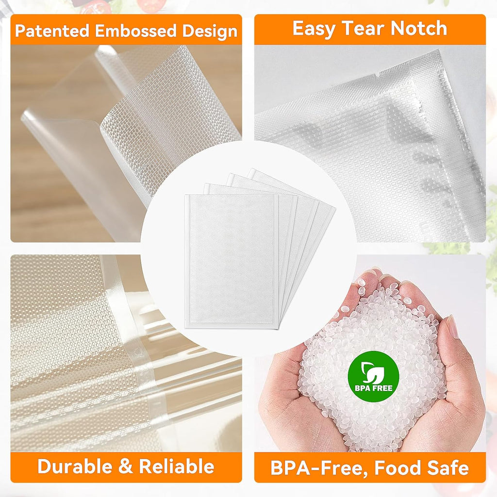 Wevac Vacuum Sealer Bags - Heavy-Duty BPA-Free Food Storage, 100 Count (6"x10" & 8"x12"), Puncture-Resistant & Freezer Safe