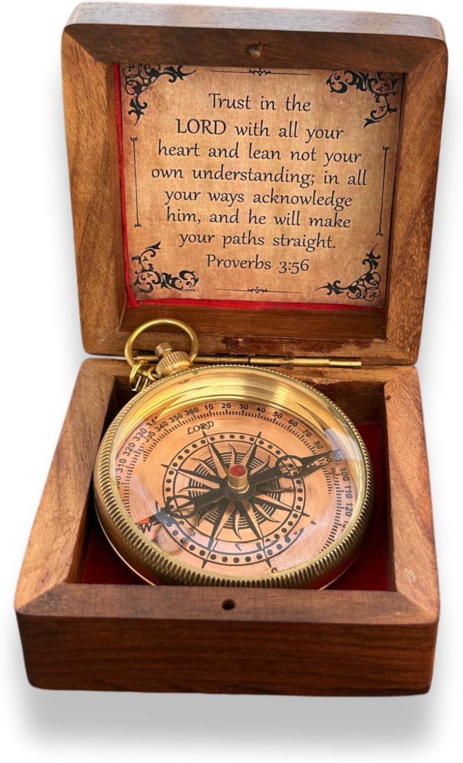 Trust in The Lord Compass - Engraved Proverbs 3:5-6 Quote | Unique Baptism Gift for Men