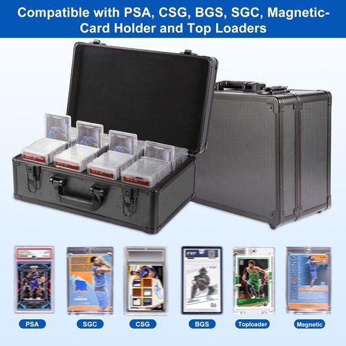 EcoVibe Graded Card Case - Aluminum Alloy Trading Card Storage Box with Carry Handle | Fits PSA, TCG, CSG, BGS, SGC Slabs