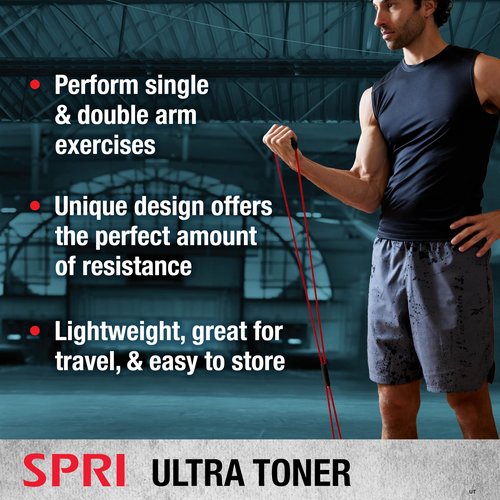 SPRI Ultra Toner Resistance Band Figure 8 Exercise Cord, Red, Medium