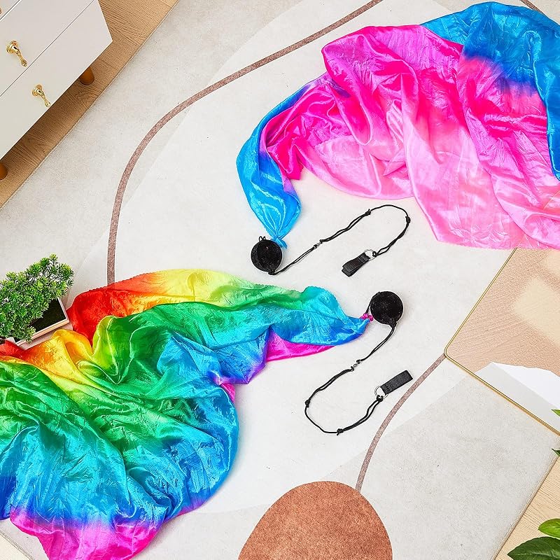 Fresh Color 4 Sets Silk Veil Poi with Balls 78.74 x 31.5 Inches