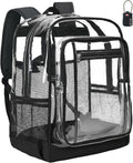 Vorspack Clear Backpack - Heavy Duty Extra Large Transparent Bookbag with TSA Lock | Black for College & Travel