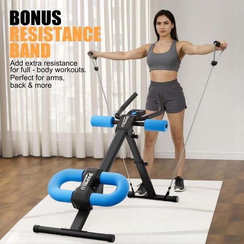 Abdominal Trainers - Adjustable Ab Trainer Machine, Foldable Abdominal Workout Equipment with Knee Protection - Home Gym Core Strength Trainer for Men & Women - Blue