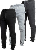 Skiennix Ultra Performance Fleece Joggers for Men - Comfortable Sweatpants with Zipper Pockets | 3 Pack