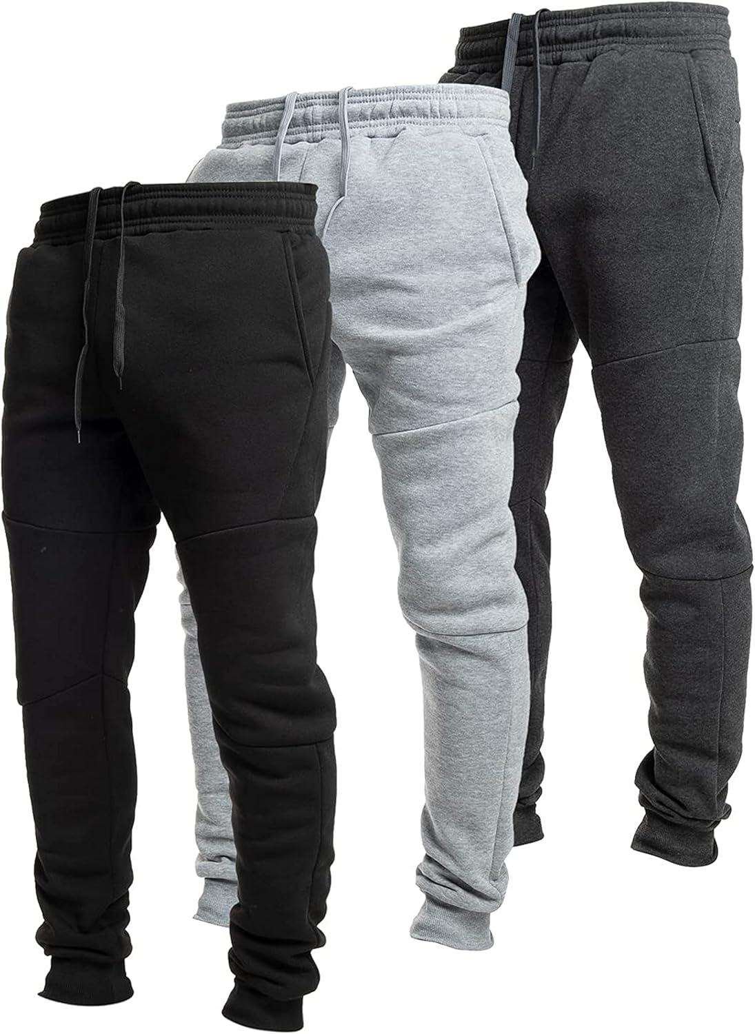 Skiennix Ultra Performance Fleece Joggers for Men - Comfortable Sweatpants with Zipper Pockets | 3 Pack