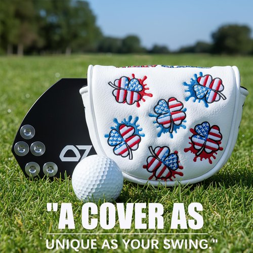 Golf Mallet Putter, Magnetic Closure Premium Leather USA Lucky Clover Golf Club Head Covers Fits for Golf OZ1 MEZZ 1 MEZZ1 MAX Putter