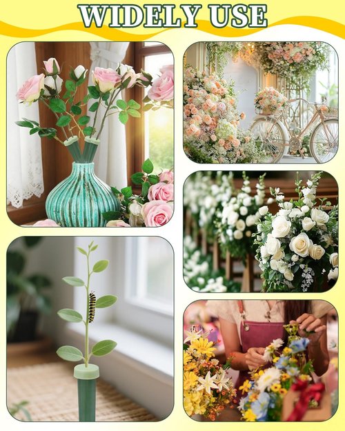FIVEIZERO Floral Water Tubes - 25 PCS Green Plastic Vials for Fresh Flower Arrangements | 5.64 Inch with Caps