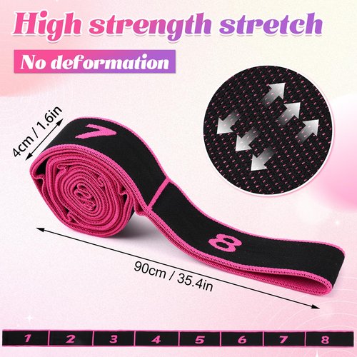 Fitness Resistance Bands with Handles, Adjustable Stretching & Yoga Band for Full Body, 8-Section Elastic Training Band with Clear Marking for Yoga, Stretching, Pilates (（Red + Black + Blue）)