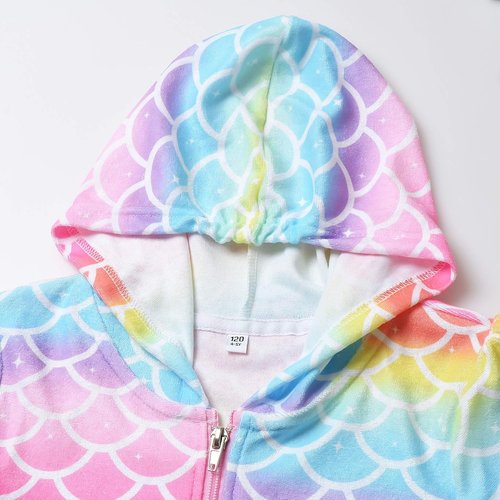 CHILDRENSTAR Girls Swim Cover-Up - Hooded Terry Zip-Up Beach Robe for Comfort & Style
