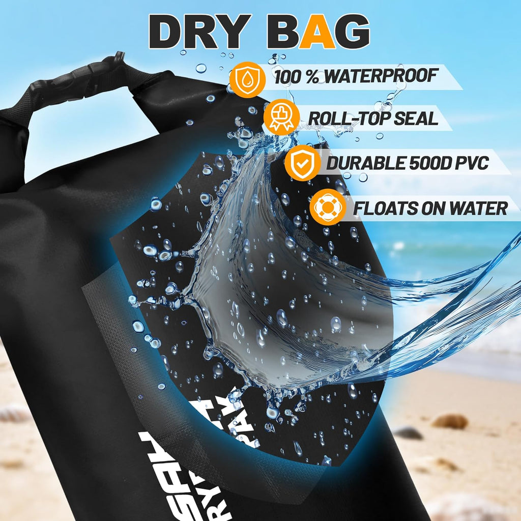 Skiennix Waterproof Dry Bag - Lightweight Roll Top Storage Backpack with Phone Case | 5L/10L/20L/30L/40L for Travel, Swimming, Kayaking, Camping & Beach