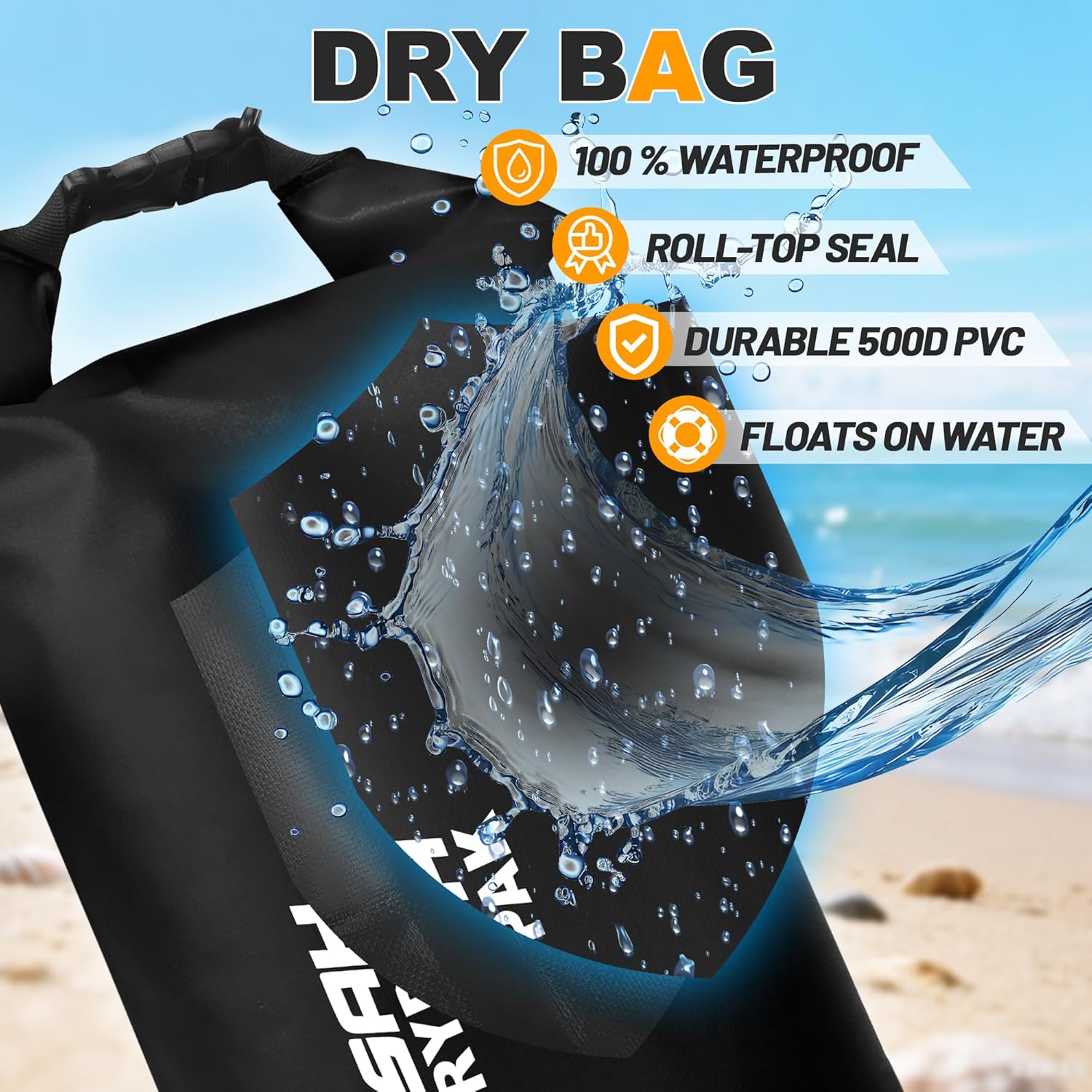 Skiennix Waterproof Dry Bag - Lightweight Roll Top Storage Backpack with Phone Case | 5L/10L/20L/30L/40L for Travel, Swimming, Kayaking, Camping & Beach