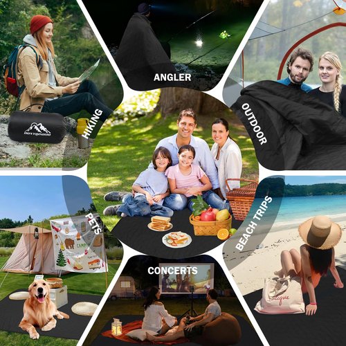 HonyQiShuo Outdoor Waterproof Camping Blanket, Foldable Fleece Stadium Blanket for Outdoor Sports Event, Camping, Picnics, Windproof, Wearable