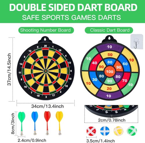 Moopok Magnetic Dart Board for Kids - 12 Magnetic Darts & Sticky Balls | Indoor/Outdoor Fun for Ages 3-12